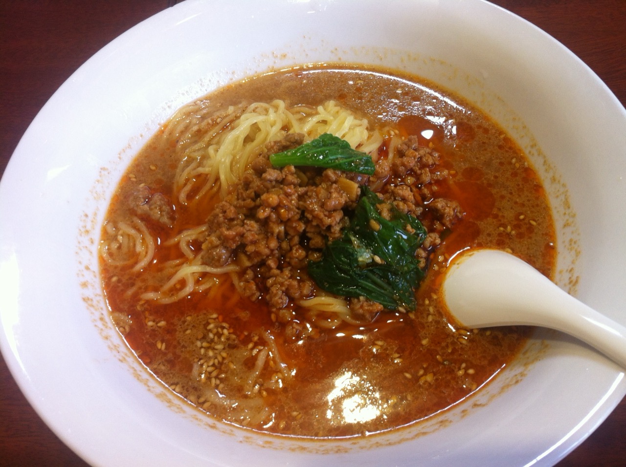 A bowl of tantanmen with spicy sesame broth
